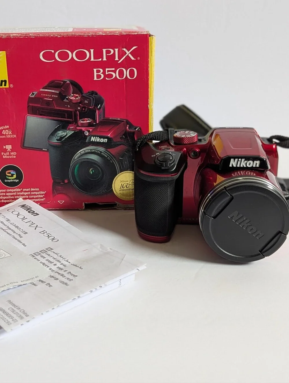 Nikon Coolpix B500 16MP Digital Camera Red 40x Optical Zoom 3” LCD Tested W Box